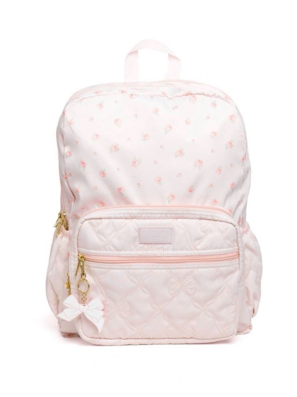 Kids Pink Quilted Backpack with Bow Charm